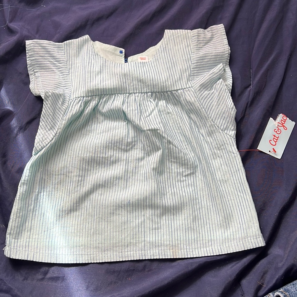 Light blue with silver glittery stripes